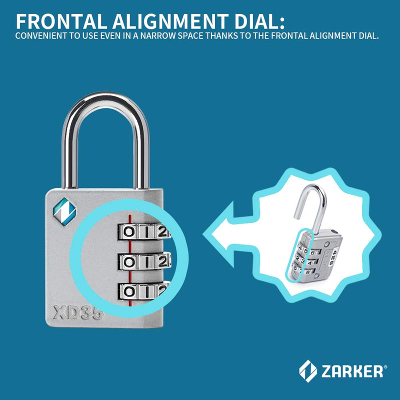 [ZARKER XD35] Padlock- 3 Digit Combination Lock for Gym, Sports, School & Employee Locker, Outdoor,Toolbox, Case, Fence and Storage - Metal & Steel - Easy to Set Your Own Combo - 1 Pack(Pink) Pink 1 Pack - BeesActive Australia