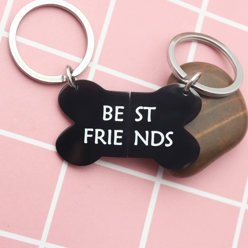 Eilygen Best Friends Bone Dog Tag Keychain Set Dog Friends Collar Tag Puppy Owner Lover Gifts Dog Gifts Best Friends Black - BeesActive Australia