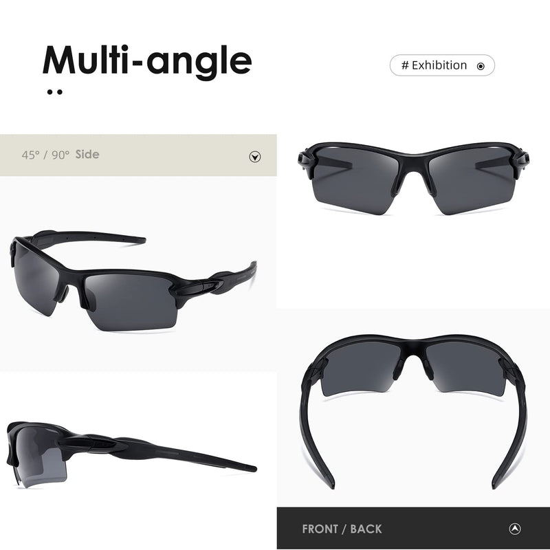 kimorn Polarized Sports Sunglasses for Men Womens Baseball Fishing Cycling Running Golf Motorcycle Wrap Around Glasses K1463 Matte Black Frame Gray Lens - BeesActive Australia