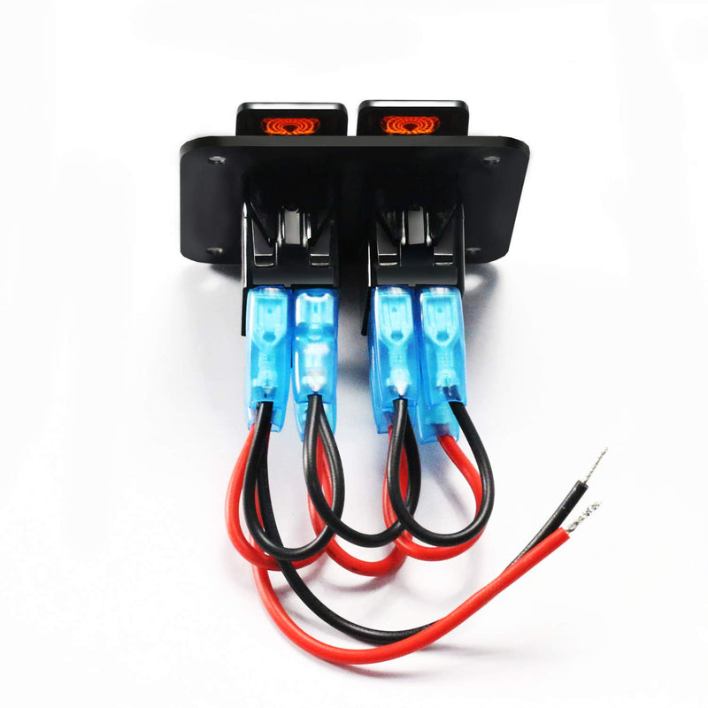 [AUSTRALIA] - FXC Rocker Switch Aluminum Panel 2 Gang Toggle Switches Dash 5 Pin ON/Off 2 LED Backlit for Boat Car Marine 