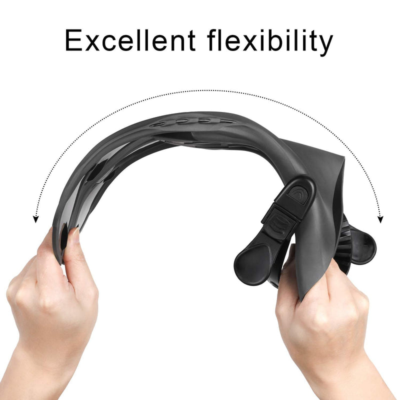 Oumers Snorkel Fins, Travel Size Adjustable Strap Diving Flippers with Mesh Bag and Extra Buckle Connector for Men Women Snorkeling Diving Swimming Black XS(Kids US Size 1-4) - BeesActive Australia