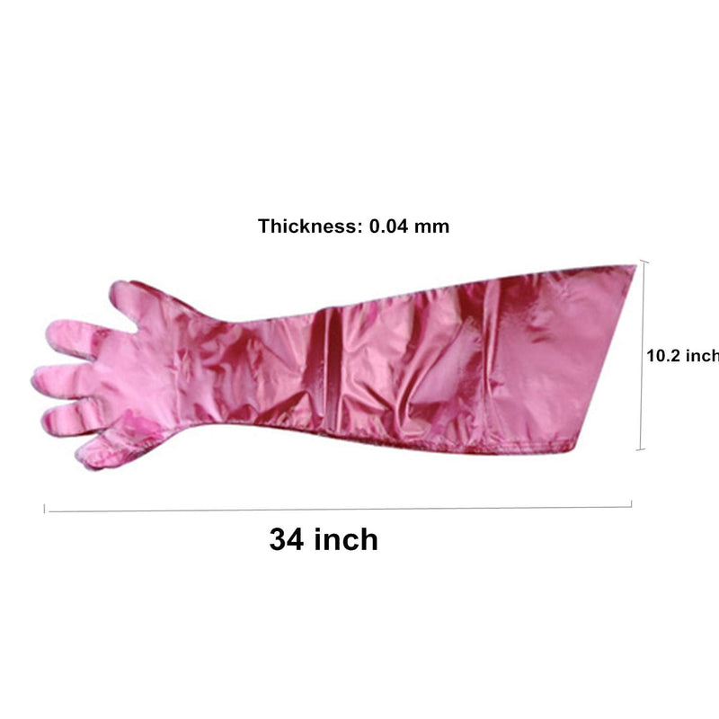 YouU Disposable Soft Plastic Film Gloves Long Arm Veterinary Examination Artificial Insemination Glove 10 Pcs/Pink - BeesActive Australia