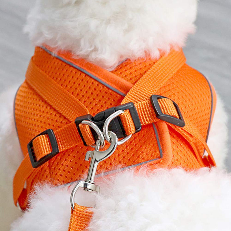 Love Dream Puppy Harness and Leash Set, Escape Proof Dog Cat Vest Harness for Cats Small Medium Dogs, Adjustable Reflective Step in Harness,Soft Mesh Comfort Fit No Pull No Choke Medium(13.7"-15.7") Orange - BeesActive Australia