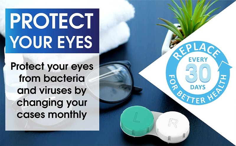 Contact Lens Cases 12 Pack. One Year Supply. Protect Your Eyes by Changing Your Contact Lens Case Monthly Green - BeesActive Australia
