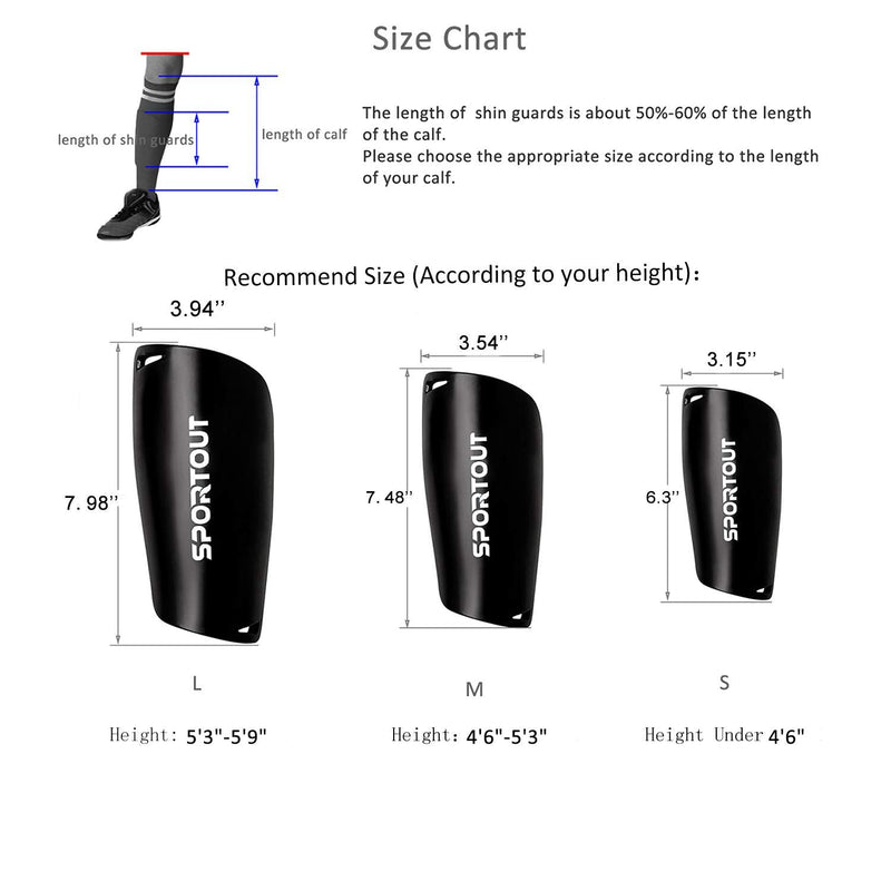 Sportout Adult Youth Kids Soccer Shin Guards,Comprehensive Protection for Your Leg, with Cushioned Ankle Protection to Prevent Injuries Black-1 Medium - BeesActive Australia