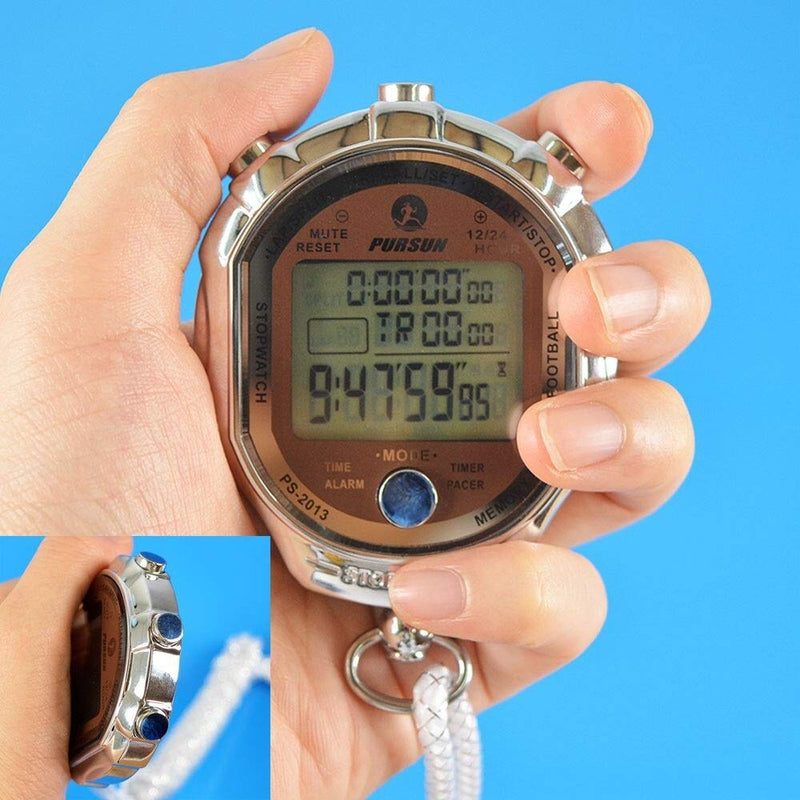 JINSUO LYDBM Digital Metal Stopwatch 1/1000 Second Football Sports Chronograph Counter Countdown Timer Large Display Metronome Alarm Clock (Color : Picture Color) - BeesActive Australia