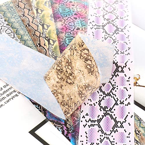 Valuu 10 Sheets Snake Skin Nail Art Foil Transfer Decals Serpentine Animal Skin Nail Foil Adhesive Stickers Starry Sky Manicure Transfer Tips Nail Art DIY Decoration Kit (Snake Skin) - BeesActive Australia