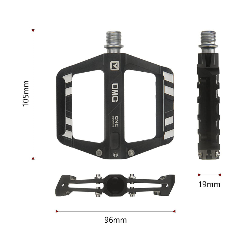 OMC MTB Lightweight Aluminum Alloy Pedals Mountain Bike Pedals 3 Bearing Non-Slip Bicycle Platform Pedals for BMX MTB 9/16" Black - BeesActive Australia