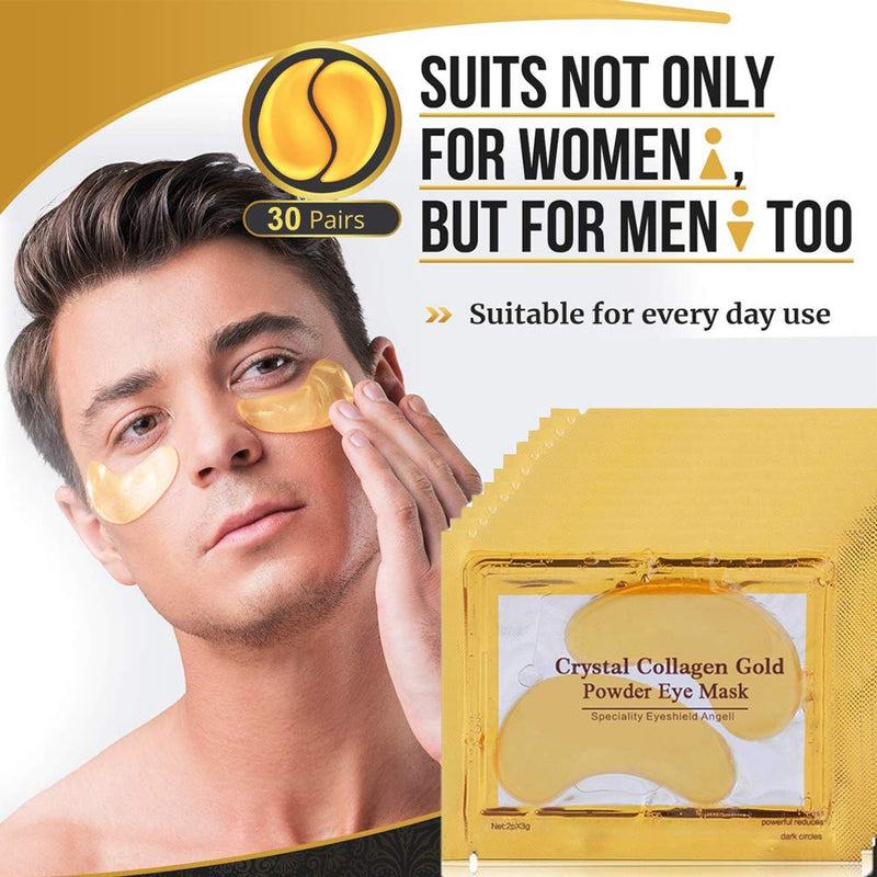 Under Eye Patches, 30 Pairs Gold Eye Mask, Eye Gel Pads With Collagen, Eyes Treatment for Reducing Dark Circles, Lighten Wrinkles Anti-Aging Moisturizing, Fine Lines Eye Bags Puffiness for Women Men - BeesActive Australia