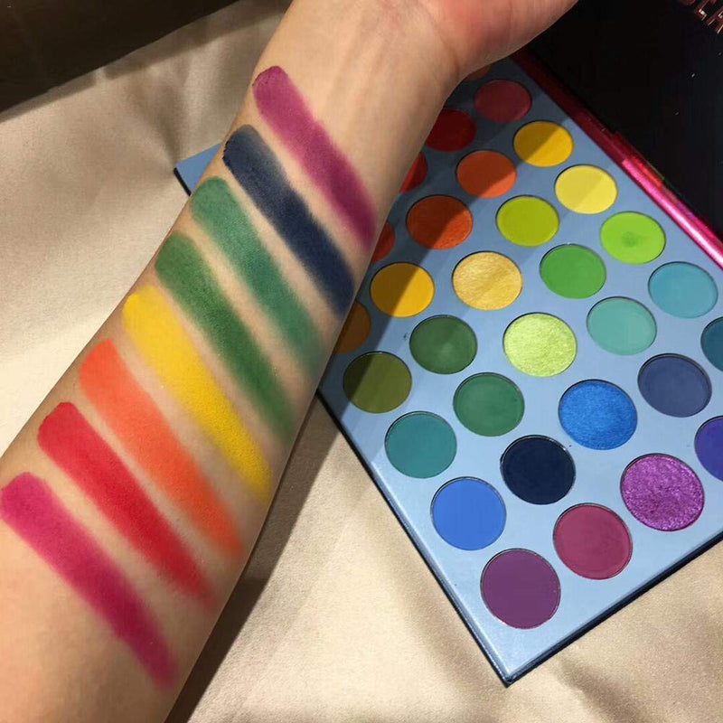 39 Pop Colors Eyeshadow Palette Matte Shimmer Eyeshadow Pigmented Colorful Long Lasting Waterproof Makeup Palette Blending Metallic Natural Makeup Eyeshadow Cosmetics - BeesActive Australia