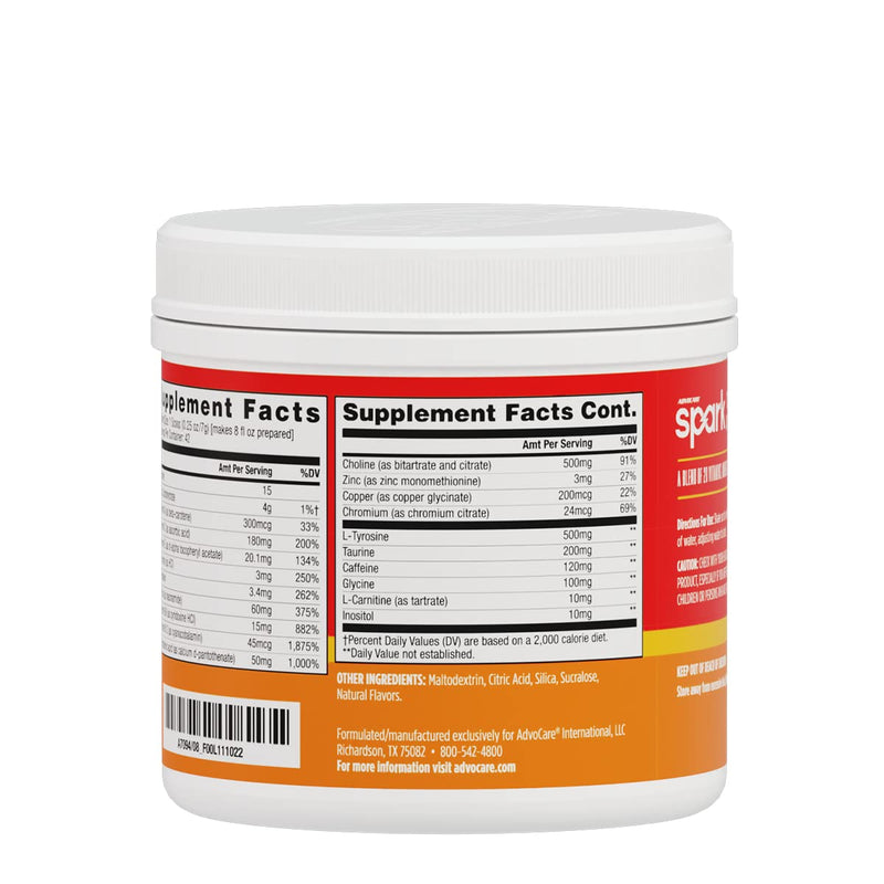 AdvoCare Spark Vitamin & Amino Acid Supplement - Focus and Energy Drink Mix - Mandarin Orange - 10.5 Oz - BeesActive Australia