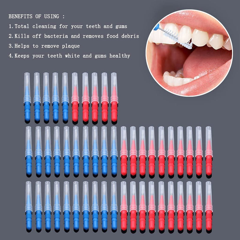 100 Pieces Interdental Brush, Toothpick Tooth Flossing Head Oral Dental Hygiene Brush,Dental Floss Stick Tooth Cleaning Tool - BeesActive Australia