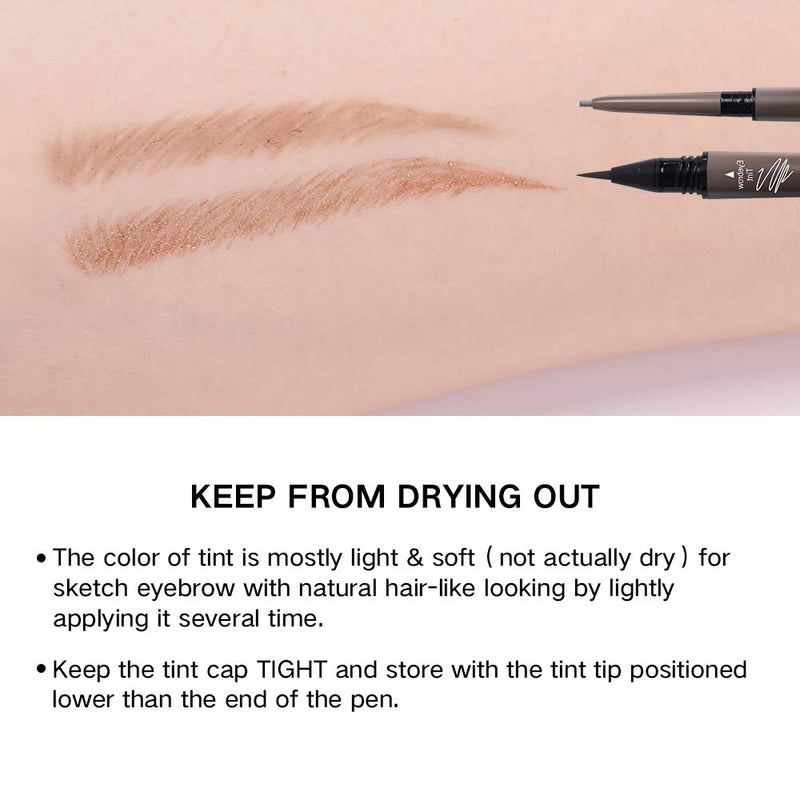 2 in 1 Eyebrow Pencil Tint 1.5mm Fine Tip Microblading Pen Waterproof 24h Long-lasting (Pack of 1) Pack of 1 Brown - BeesActive Australia