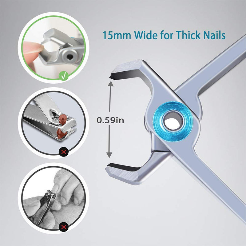 Nail Clippers For Thick Nails - PrettyDiva Wide Jaw Opening Oversized Nail Clippers, Stainless Steel Heavy Duty Toenail Clippers For Thick Nails, Extra Large Toenail Clippers for Men Seniors Elderly Silver - BeesActive Australia