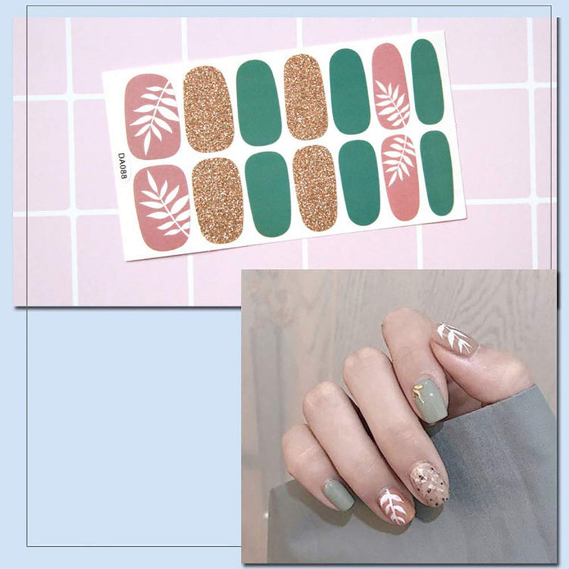 SILPECWEE 6 Sheets Glitter Nail Art Stickers Decals Tips and 1Pc Nail File Adhesive Nail Polish Strips Wraps Manicure Accessories - BeesActive Australia