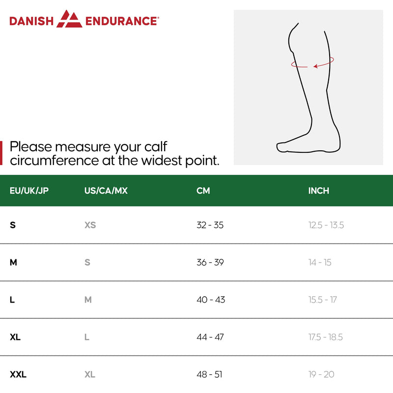 DANISH ENDURANCE Graduated Calf Compression Sleeves 21-26 mmHG for Men & Women Solid Black L - BeesActive Australia