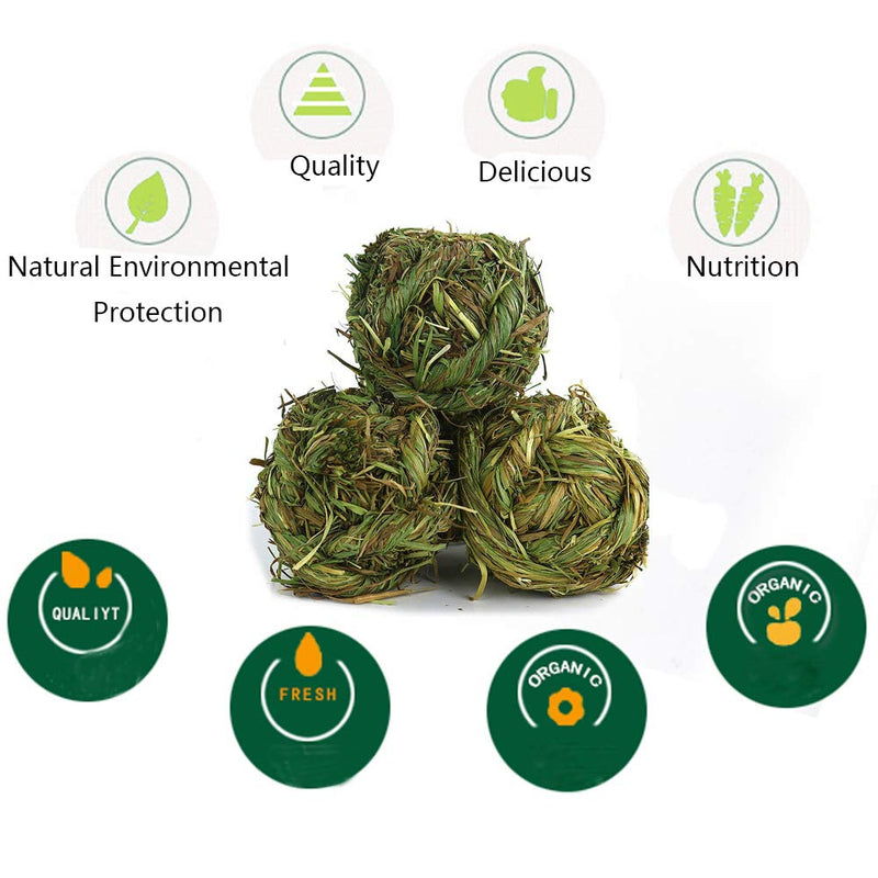 Rabbit Chew Ball Timothy Grass Grinding Small Animal Activity Play Chew Toys for Bunny Rabbits Hamster Guinea Pigs Gerbils 6PCS grass ball - BeesActive Australia
