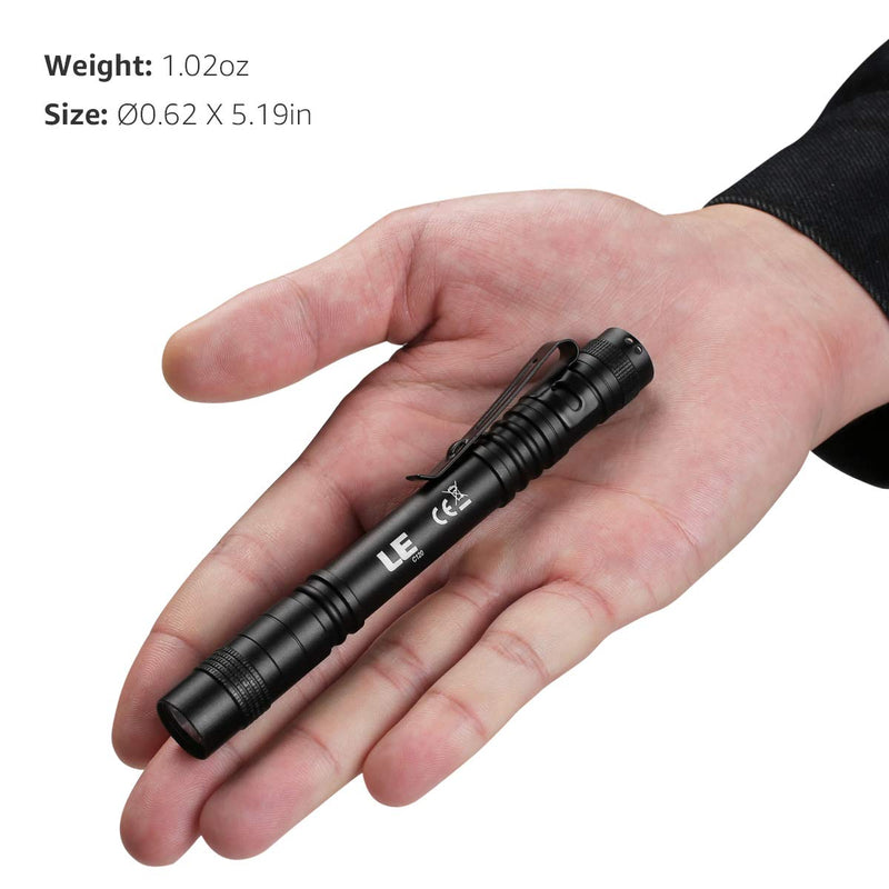 LE LED Pocket Pen Light Flashlight, Small, Mini, Stylus PenLight with Clip, Perfect Flashlights for Inspection, Work, Repair, Pack of 2 - BeesActive Australia
