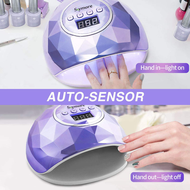 SKYMORE 86W UV LED Nail Lamp, Professional UV LED Nail Dryer with 4 Timer Setting, Portable Curing Lamp for Gel Nail Polish, Automatic Sensor & LCD Display, Manicure Pedicure Tools for Home Salon Purple - BeesActive Australia