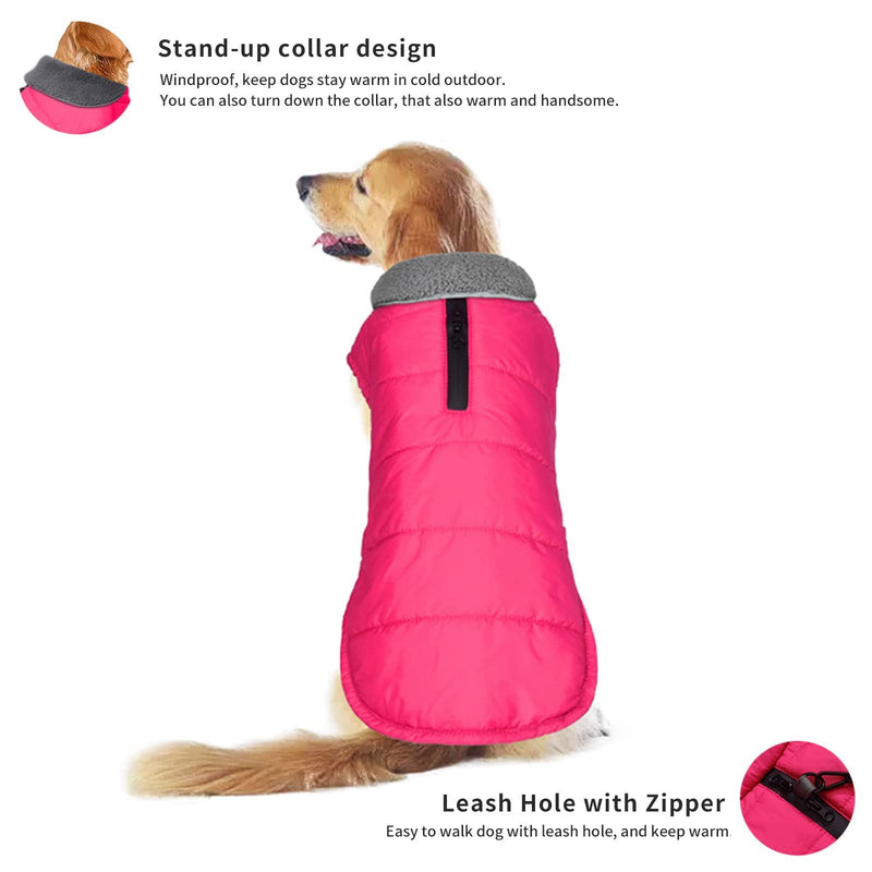 Dog Winter Coat, Christmas Dog Jacket for Cold Weather, Waterproof Dog Sweater, Windproof Warm Pet Vest for Small Medium Extra Large Dogs Pets Boy Girl M(Chest Girth:16.1-20.1") Pink - BeesActive Australia