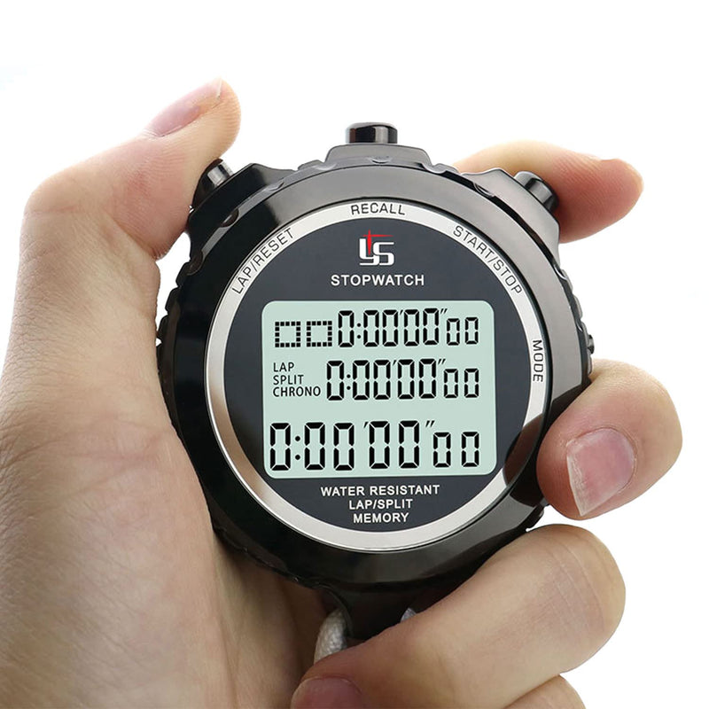 Rolilink Metal Stopwatch Stop Watch for Sports Waterproof Stopwatches Timer for Sports and Competitions (10 Lap) 10 Lap-black-metal - BeesActive Australia