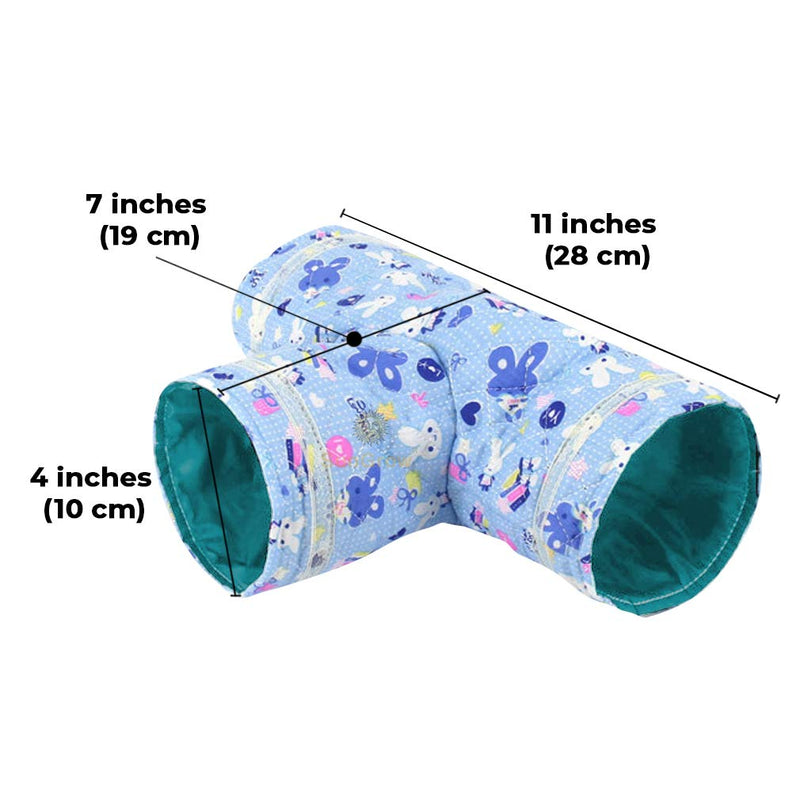 SunGrow Hamster, Hedgehog Tunnel, for Gerbil, Small Animals, Kawaii Fabric, Blue - BeesActive Australia