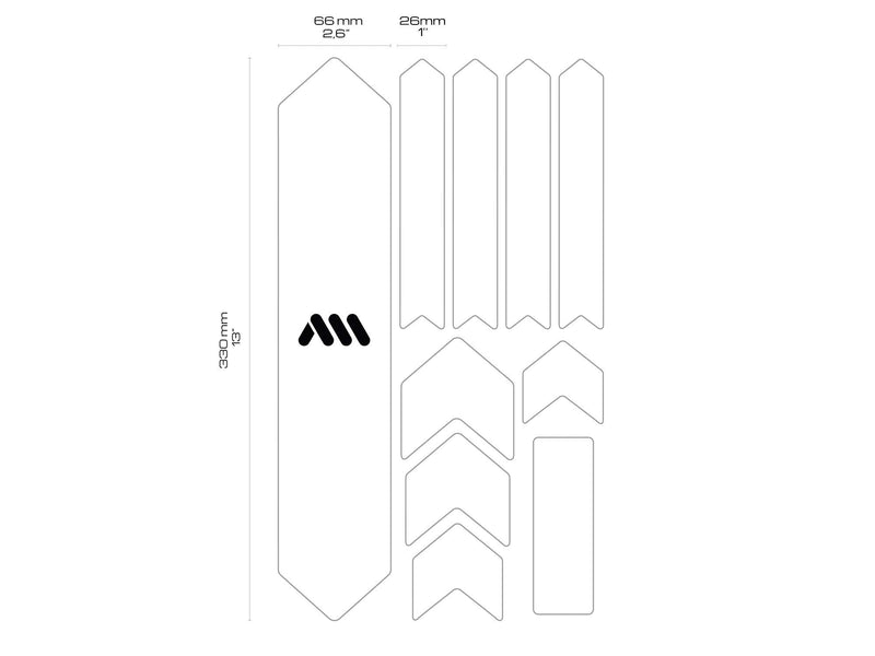 All Mountain Style AMS High Impact Frame Guard Extra Solid Protects your bike from scratches and dings Black/Silver - BeesActive Australia