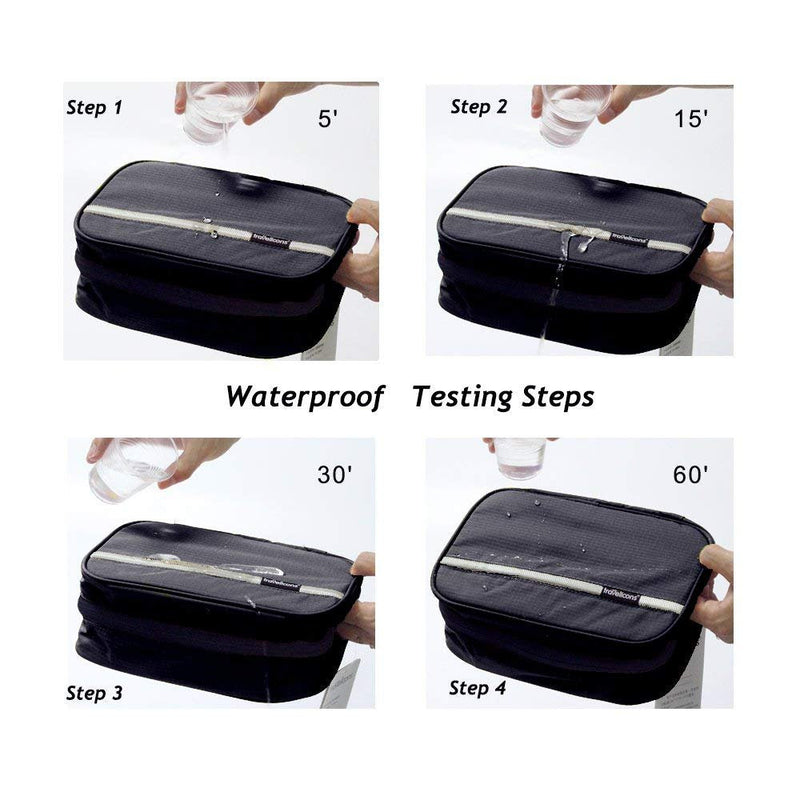 Hanging Toiletry Bag Waterproof, Jiemei Travel Wash Bag for Men & Women with 4 Compartments, Foldable Compact Size, Super Durable Fabric (M, Black) M - BeesActive Australia