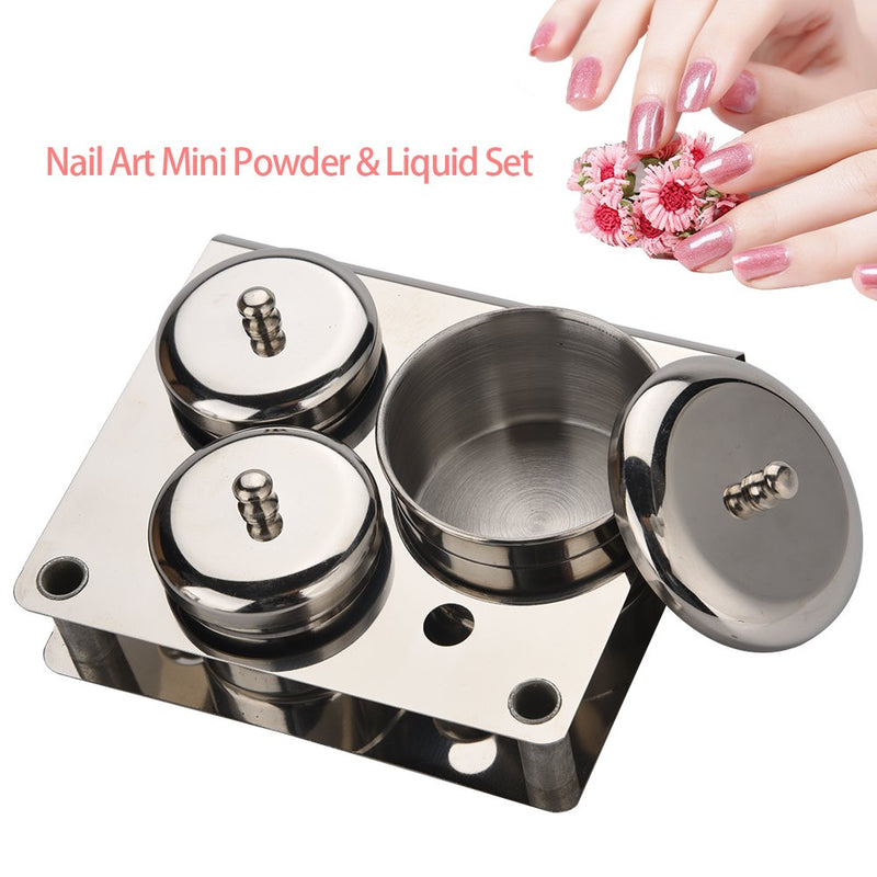 GOTOTOP 3pcs Stainless Steel Powder Storage Box Nail Tips Cup Nail Art Equipment Manicure Tools for Nail Powder Pigment Decoration Manicure - BeesActive Australia