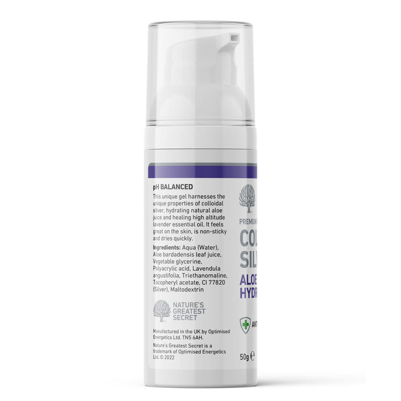 Nature's Greatest Secret Premium Quality Antibacterial Soothing Colloidal Silver Aloe Vera Hydrogel with Lavender Essential Oil 50g - BeesActive Australia