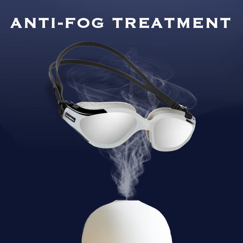 Swim Goggles - UV Polarized Swimming Goggles for Men Women Adults, Wide View and Adjustable, Anti-fog and No Leaking Grey - BeesActive Australia