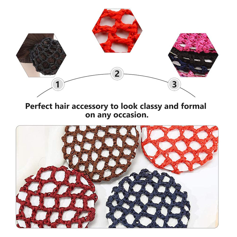 Lurrose 14Pcs Snood Hair Net, Bun Cover Crochet Snood Hair Net Hair Accessories for Women Girls Ballet Dance (Random Color) - BeesActive Australia