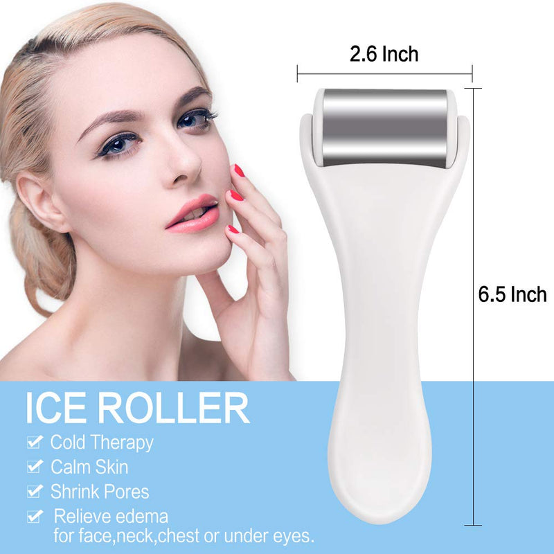 Ice Roller for Face & Eye,Puffiness,Migraine,Pain Relief and Minor Injury,Skin Care Products Stainless Steel Face Massager Ice Roller Massager (White) Face Roller - BeesActive Australia