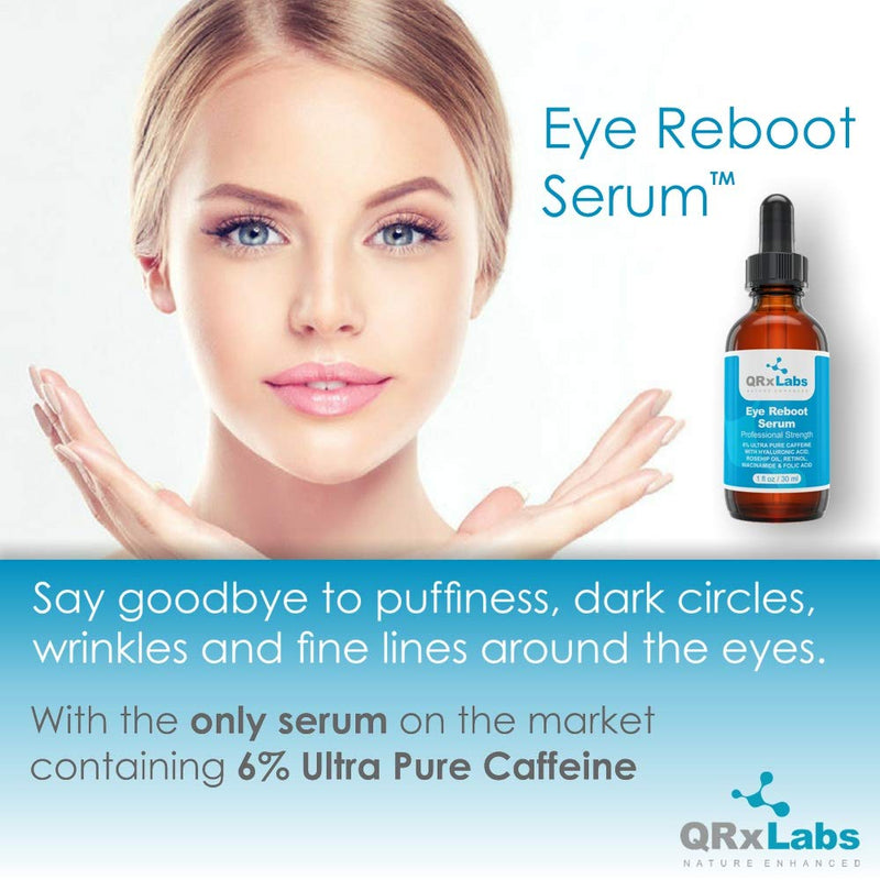 Eye Reboot Serum with 6% Caffeine, Hyaluronic Acid, Rosehip Oil, Retinol, Niacinamide & Folic Acid - Reduces Puffiness, Dark Circles, Crow Feet, Wrinkles and Fine Lines Around The Eyes - 1 oz / 30 ml - BeesActive Australia