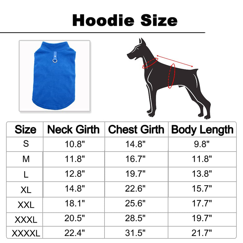 Dog Fleece Vest Soft Winter Jacket Sweater with D-Ring Leash Cold Weather Coat Hoodie for Small Medium Large Dogs L Blue - BeesActive Australia