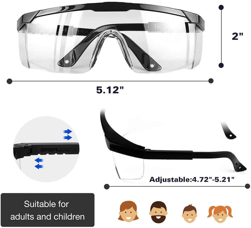 PAERDE Safety Glasses, Anti Fog Safety Goggles,Adjustable Temples Design Protective Eyewear for men & Women Clear Lens Dshm-01 - BeesActive Australia