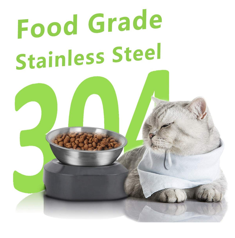 AYADA Raised Cat Food Bowl, Stainless Steel Cat Dish for Food Water Anti Vomiting Elevated with Stand Ergonomic Lifted Slanted Tilted 15 Angle Metal Single Kitty Kitten Wet Food Bowl Pet Bowl - BeesActive Australia
