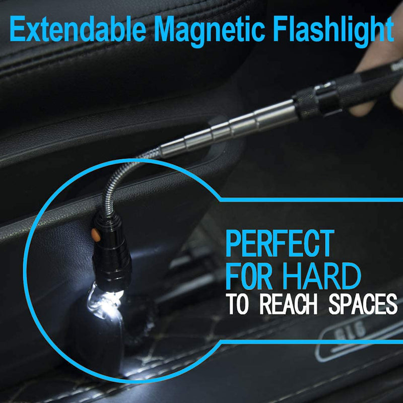 VIBELITE Magnet 3 LED Magnetic Pickup Tool, Telescoping Flexible Extendable Led Flashlights, Perfect Mechanic Pick-up Tools Gifts for Men Dad Women, Birthday Gifts for Him, 1 Pack Magnetic Tool - BeesActive Australia