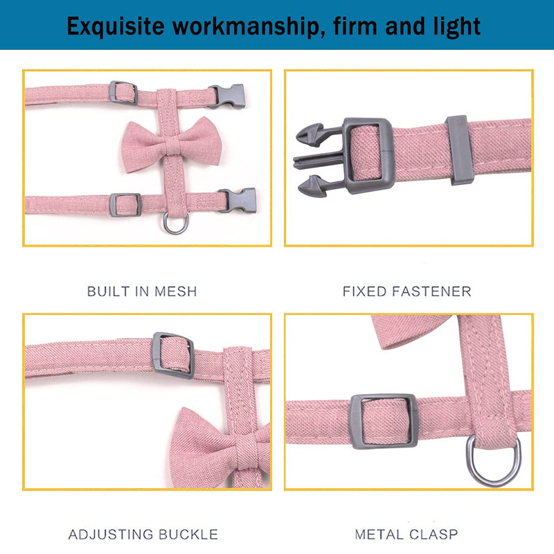 Cat Vest Harness and Leash, Cat Harness Escape Proof Escape Proof Mesh Breathable Adjustable Vest Harnesses for Cat H-Diagonal pull Walking with Safety Buckle BU S-L for Pet Kitten Puppy Rabbit Ferret Medium Pink - BeesActive Australia