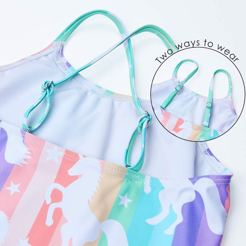 [AUSTRALIA] - BFUSTYLE Girls One Piece Swimsuit Hawaiian Beach Swimwear 3-12 Years Unicorn 3 3-4T 