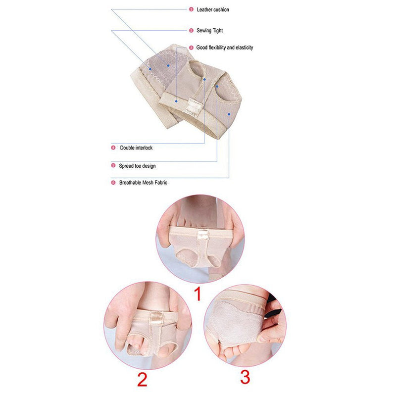 Healifty 3 Pairs Ballet Dance Thong Belly Dance Toe Pad Metatarsal Pads Ball of Foot Forefoot Cushion Covers - Size L (Beige) - BeesActive Australia