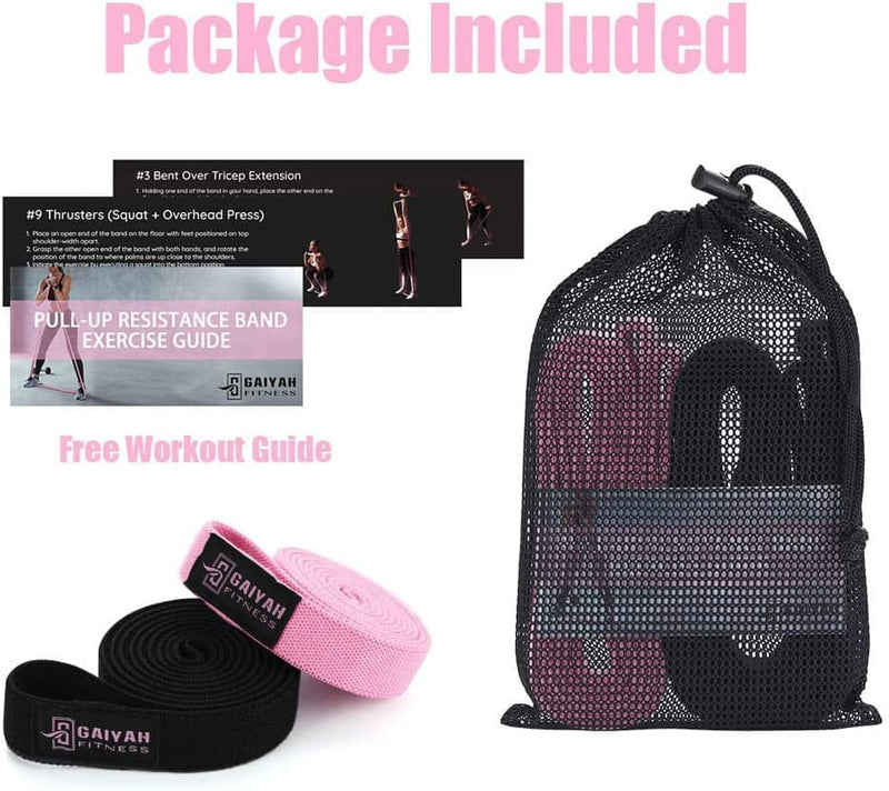 Long Resistance Band Women, Stretch Bands for Exercise Bands Resistance for Women Elastic Bands Gym Bands Fabric Resistance Bands Pilates Band Fitness Bands Pull Up Resistance Band Mini Bands Pink Black - BeesActive Australia