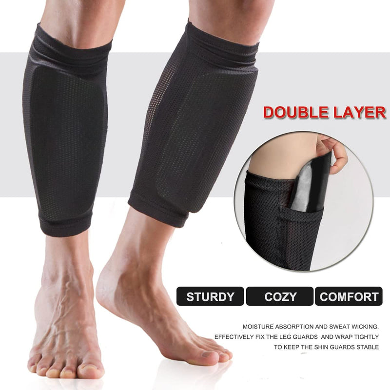 Soccer Shin Guards for Kids Youth Shin Pads and Shin Guard Sleeves Protective Gear Soccer Equipment Calf Sleeves for Boys Girls Kids Youth Teenagers Adult L 4'8-5'4 Blue - BeesActive Australia