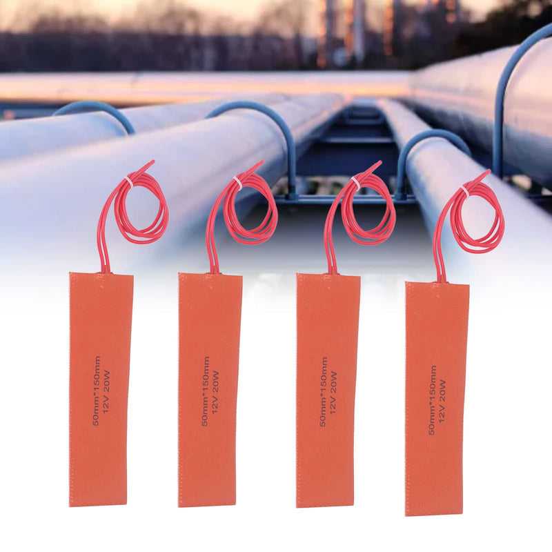 4 Pcs Silicone Rubber Heating Pad, Flexible Silicone Heater Mat Rubber Heating Blanket Hot Heated Bed for Industrial Equipment 20W 12V - BeesActive Australia