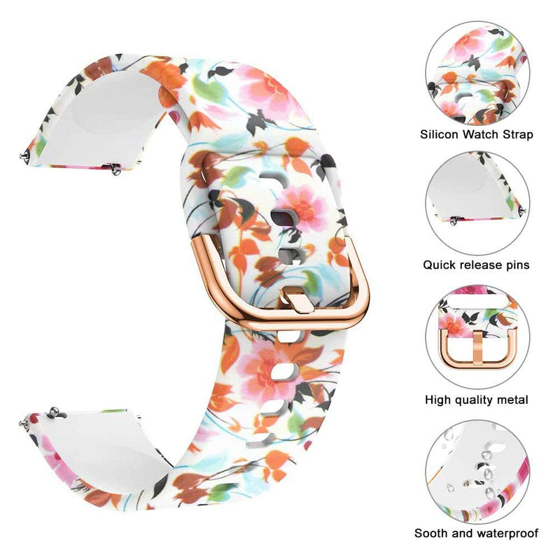 ViCRiOR Bands Compatible with Garmin Venu / Venu SQ Smart Watch, Quick Release Soft Silicone Fadeless Pattern Printed Floral Replacement Band for Garmin Venu sq Music 3 Pack（Leopard+Flower+Pink） - BeesActive Australia