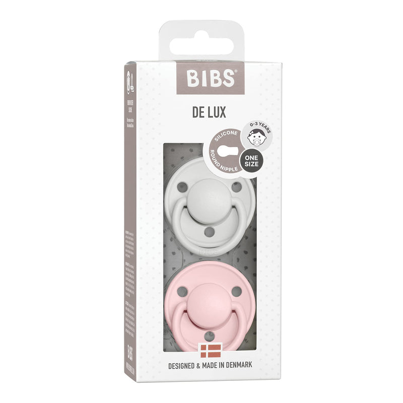 BIBS Pacifiers - De Lux Collection | BPA-Free Baby Pacifier | Made in Denmark | Set of 2 Blossom/Haze Color Premium Soothers | Size One Size - BeesActive Australia