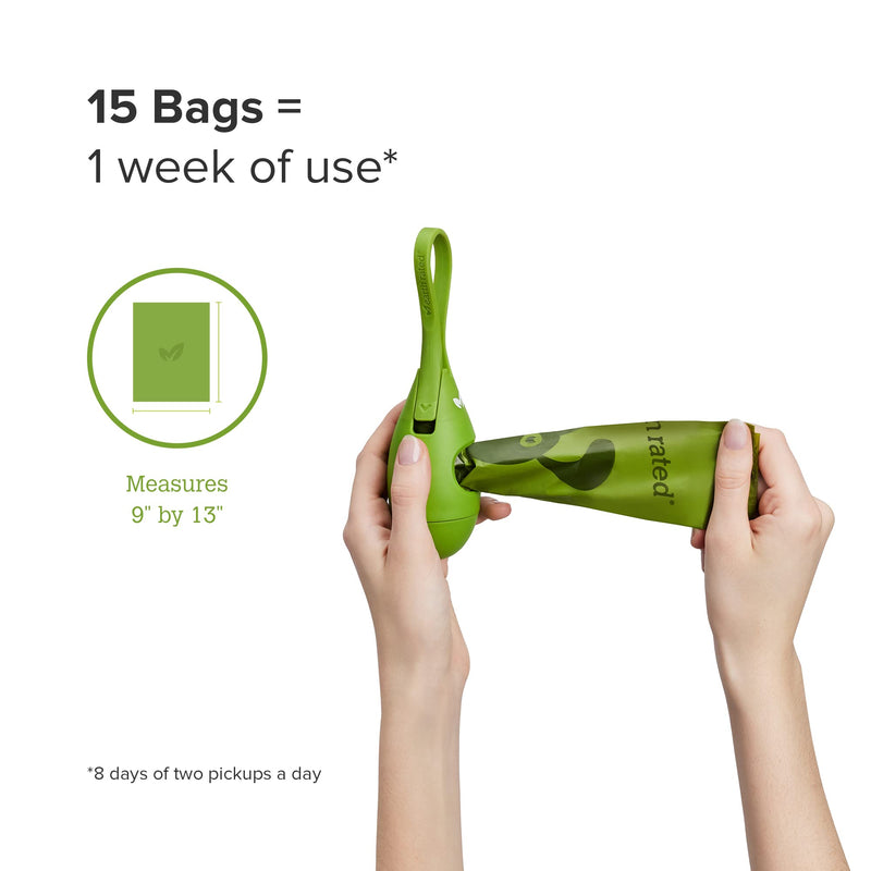 Earth Rated Dog Poop Bag Dispenser - Patented New Waste Bag Holder For Leash - Durable Waterproof Strap & Strong Locking Mechanism Keep Doggie Bags Secure | Includes 15 Bags NEW - 1 Dispenser, 15 Bags Unscented - BeesActive Australia