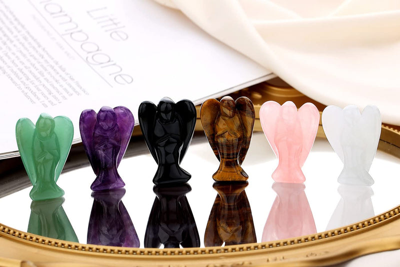 XIANNVXI 2" Crystal Angel Amethyst Healing Crystals Guardian Angel Natural Hand-carved Gemstones Stones Reiki Protection Crystal Gifts I - 2" Amethyst - BeesActive Australia