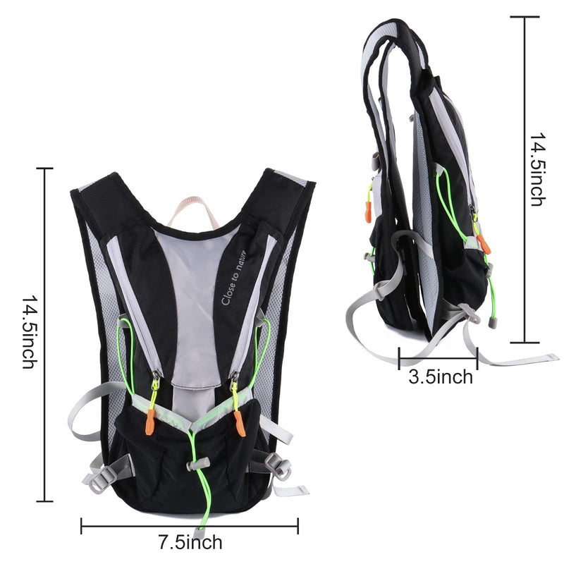KOOVAGI Hydration Pack Backpack with 2L Hydration Bladder Lightweight Backpack Bladder Bag Outdoor Gear Pack for Running, Hiking, Cycling, Climbing, Skiing, and Traveling black - BeesActive Australia