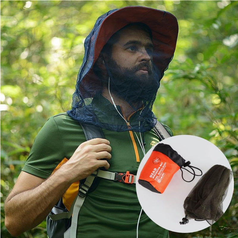 2PCS Midge Head Net with Storage Bag Face Net Mesh Nylon Mosquito Head Net for Outdoor Hiking Camping Climbing Fishing and Walking - BeesActive Australia